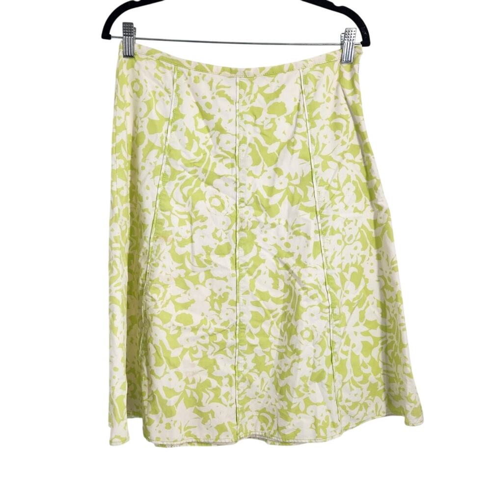 Sigrid Olsen Green Floral Print Skirt Womens Size 6 Spring